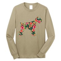 Schnauzer Flower Funny Dog Silhouette Floral Gifts Women Long Sleeve Shirt