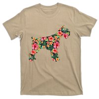 Schnauzer Flower Funny Dog Silhouette Floral Gifts Women T-Shirt