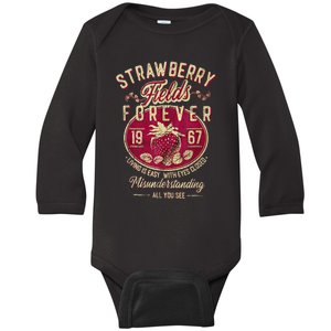 Strawberry Fields Forever Gift For Music Lovers Baby Long Sleeve Bodysuit