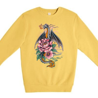 Springtime Floral Fire Dragon Premium Crewneck Sweatshirt