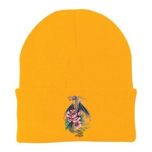 Springtime Floral Fire Dragon Knit Cap Winter Beanie