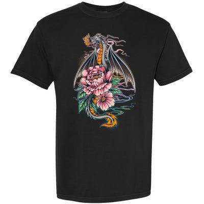 Springtime Floral Fire Dragon Garment-Dyed Heavyweight T-Shirt
