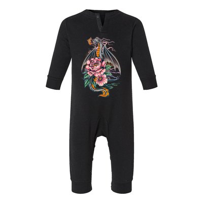 Springtime Floral Fire Dragon Infant Fleece One Piece