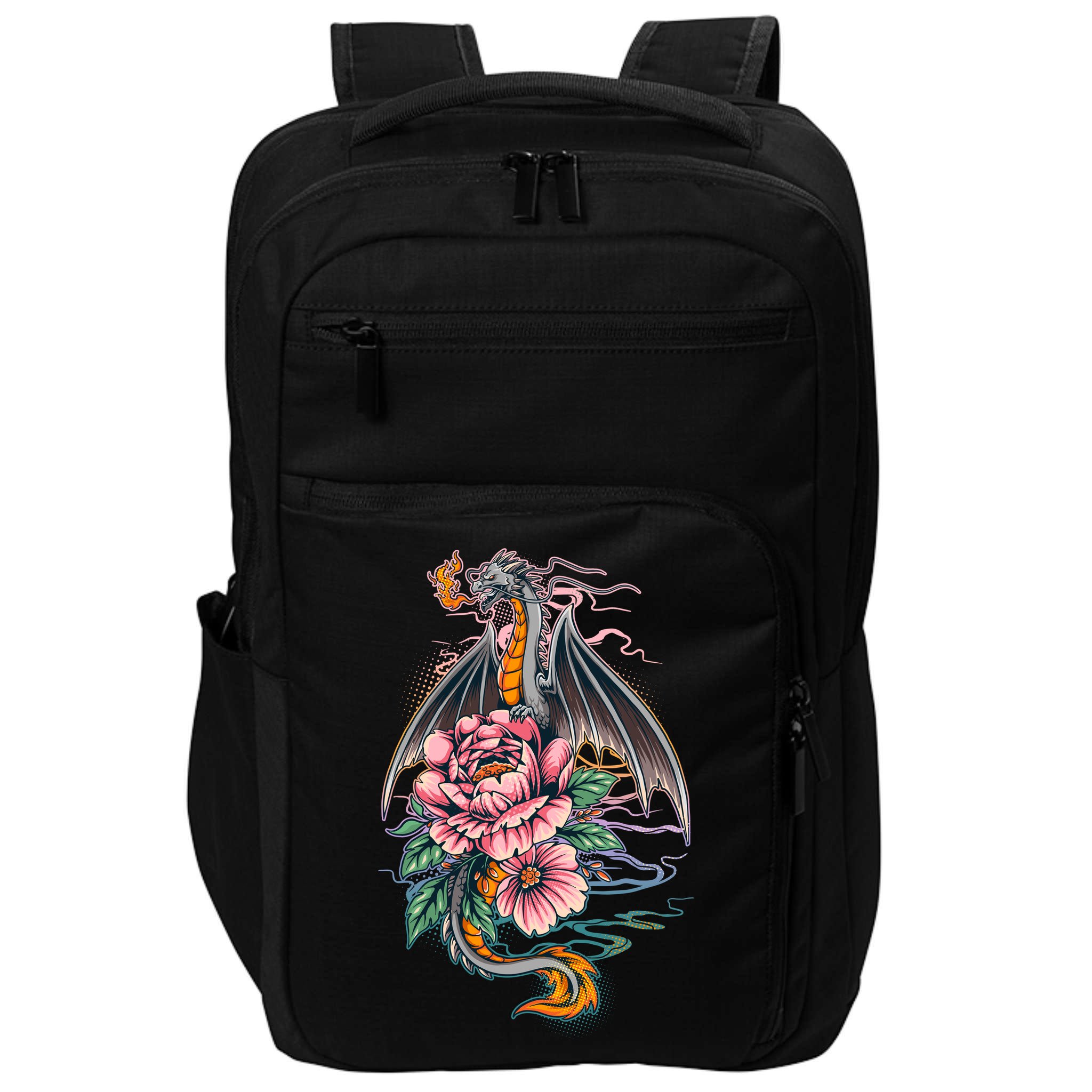 Springtime Floral Fire Dragon Impact Tech Backpack