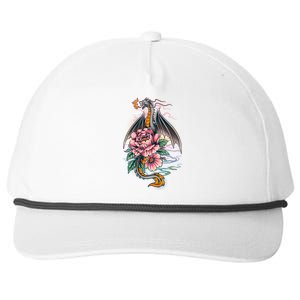 Springtime Floral Fire Dragon Snapback Five-Panel Rope Hat