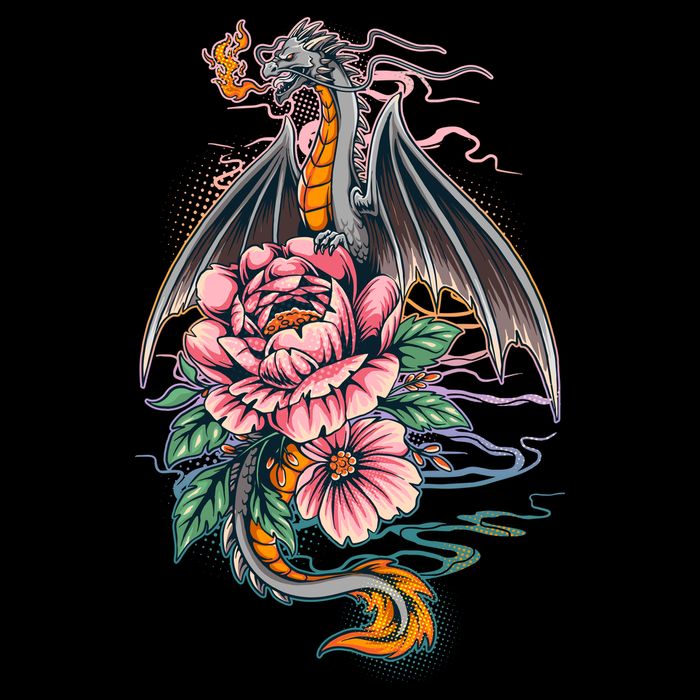 Springtime Floral Fire Dragon Bucket Hat