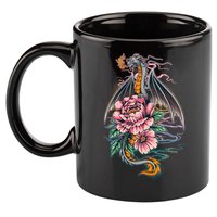 Springtime Floral Fire Dragon 11oz C Handle Ceramic Mug