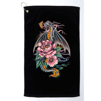 Springtime Floral Fire Dragon Golf Towel