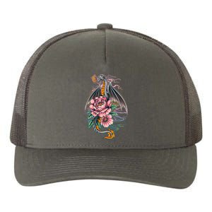 Springtime Floral Fire Dragon Yupoong Adult 5-Panel Trucker Hat