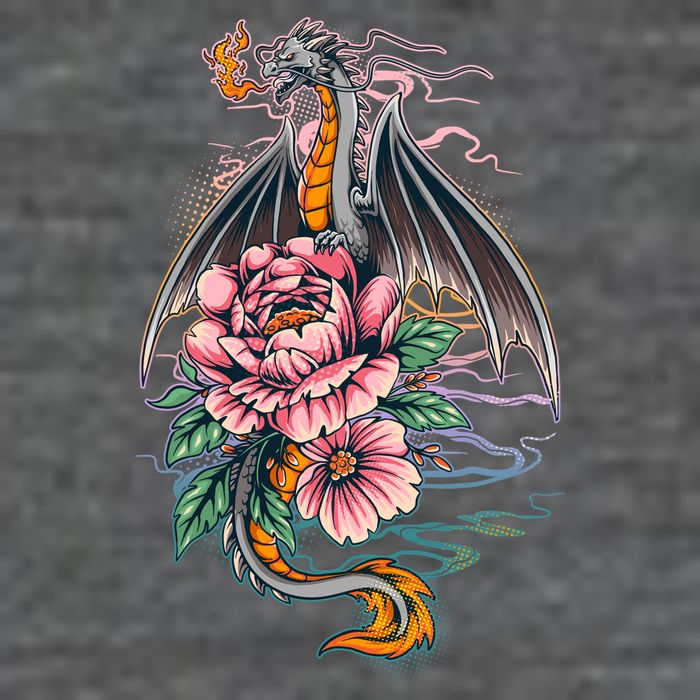 Springtime Floral Fire Dragon Button
