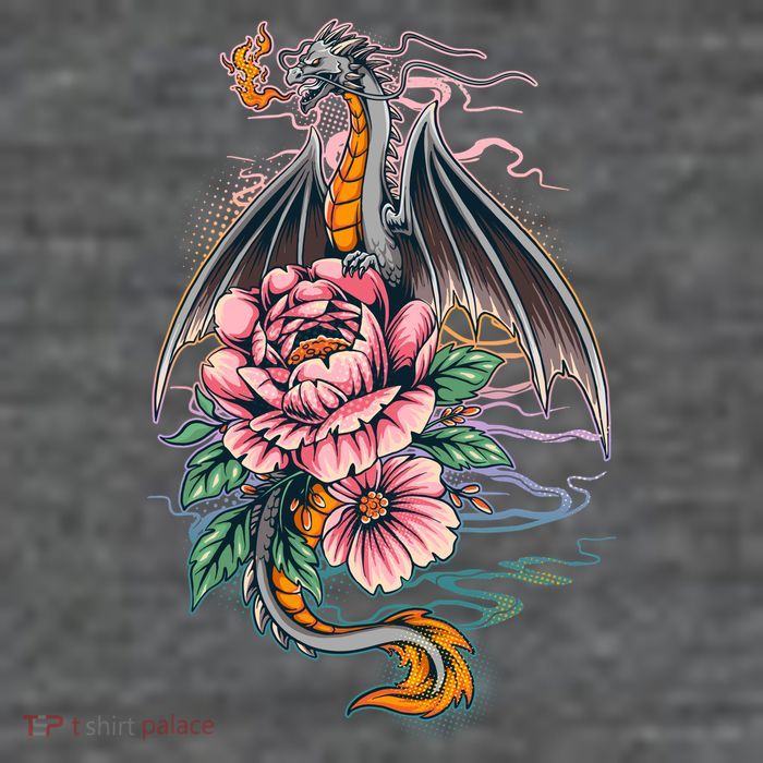 Springtime Floral Fire Dragon Flatbill Hat