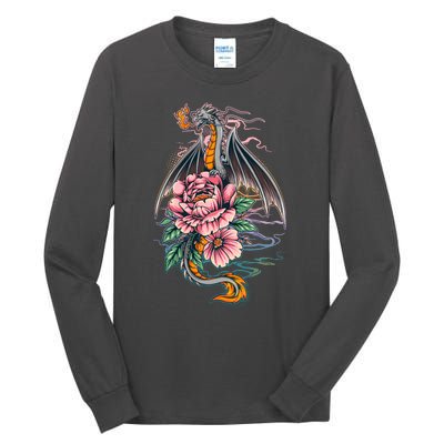 Springtime Floral Fire Dragon Tall Long Sleeve T-Shirt