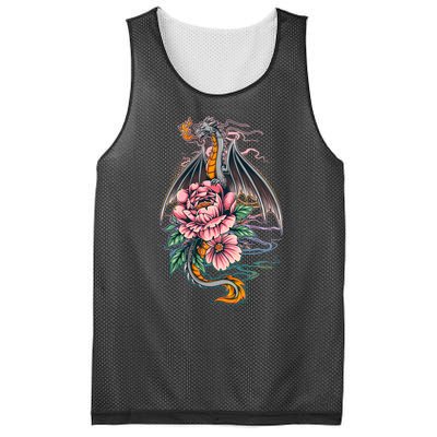 Springtime Floral Fire Dragon Mesh Reversible Basketball Jersey Tank