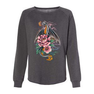 Springtime Floral Fire Dragon Womens California Wash Sweatshirt