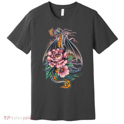Springtime Floral Fire Dragon Premium T-Shirt