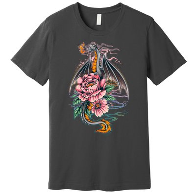 Springtime Floral Fire Dragon Premium T-Shirt