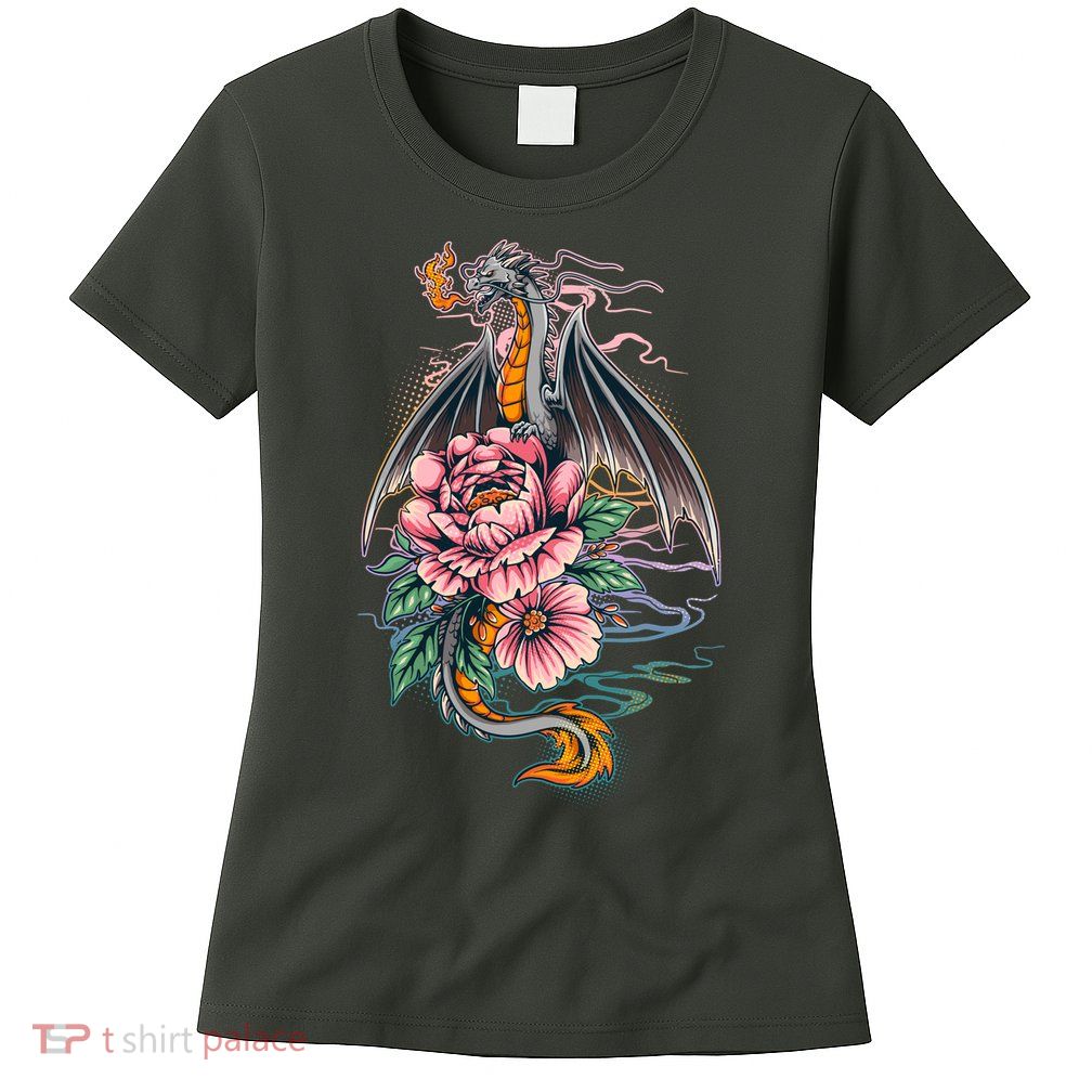 Springtime Floral Fire Dragon Women's T-Shirt