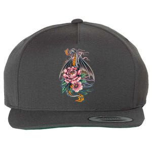 Springtime Floral Fire Dragon Wool Snapback Cap