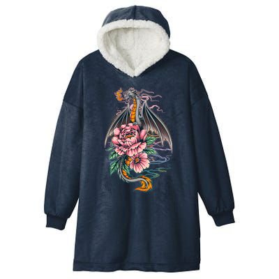 Springtime Floral Fire Dragon Hooded Wearable Blanket