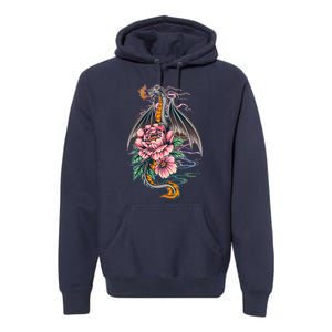 Springtime Floral Fire Dragon Premium Hoodie