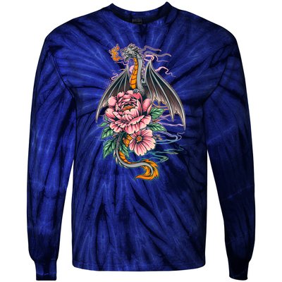 Springtime Floral Fire Dragon Tie-Dye Long Sleeve Shirt