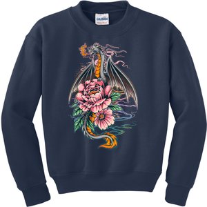 Springtime Floral Fire Dragon Kids Sweatshirt