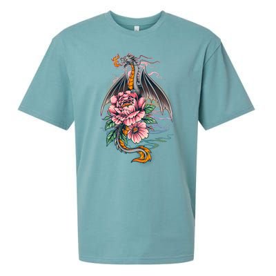 Springtime Floral Fire Dragon Sueded Cloud Jersey T-Shirt