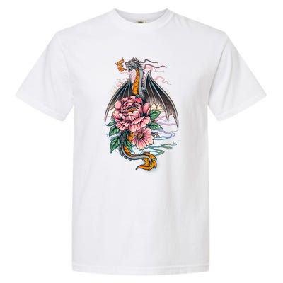 Springtime Floral Fire Dragon Garment-Dyed Heavyweight T-Shirt