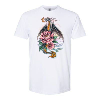 Springtime Floral Fire Dragon Softstyle CVC T-Shirt