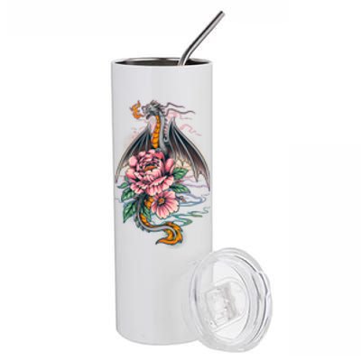 Springtime Floral Fire Dragon Stainless Steel Tumbler