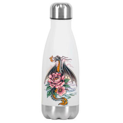 Springtime Floral Fire Dragon Stainless Steel Insulated Water Bottle