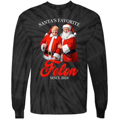 SantaS Favorite Felon Since 2024 Trump Christmas Xmas Tie-Dye Long Sleeve Shirt