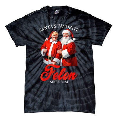 SantaS Favorite Felon Since 2024 Trump Christmas Xmas Tie-Dye T-Shirt