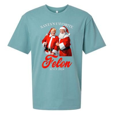 SantaS Favorite Felon Since 2024 Trump Christmas Xmas Sueded Cloud Jersey T-Shirt