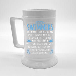 Swimmers Facts Funny Swimming Swim Coach Graphic Gift Beer Stein