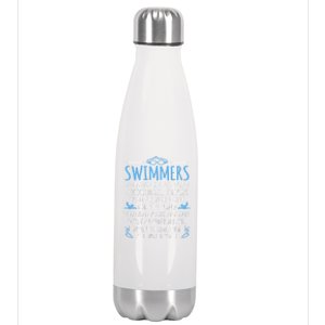 Swimmers Facts Funny Swimming Swim Coach Graphic Gift Stainless Steel Insulated Water Bottle