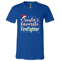 SantaS Favorite Firefighter Christmas Firefighter Xmas Gift V-Neck T-Shirt