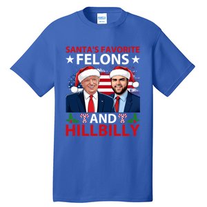 Santa’S Favorite Felons And Hillbilly Trump Vance Christmas Gift Tall T-Shirt