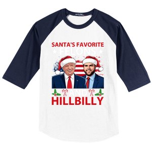 Santa’S Favorite Felons And Hillbilly Trump Vance Christmas Gift Baseball Sleeve Shirt