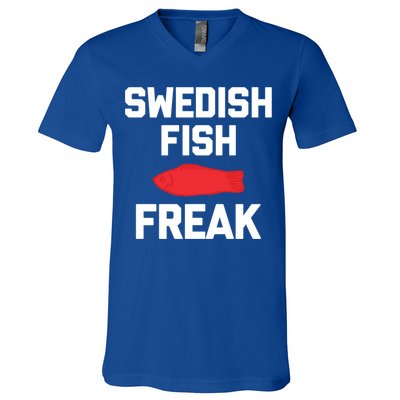 Swedish Fish Freak Gift Funny Saying Sarcastic Food Candy Gift V-Neck T-Shirt
