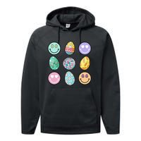 Smile Face Floral Easter Eggs Groovy Disco Happy Easter Day Performance Fleece Hoodie