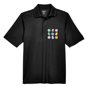 Smile Face Floral Easter Eggs Groovy Disco Happy Easter Day Men's Origin Performance Pique Polo