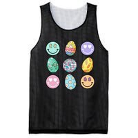 Smile Face Floral Easter Eggs Groovy Disco Happy Easter Day Mesh Reversible Basketball Jersey Tank