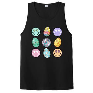 Smile Face Floral Easter Eggs Groovy Disco Happy Easter Day PosiCharge Competitor Tank