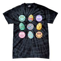 Smile Face Floral Easter Eggs Groovy Disco Happy Easter Day Tie-Dye T-Shirt