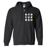 Smile Face Floral Easter Eggs Groovy Disco Happy Easter Day Full Zip Hoodie