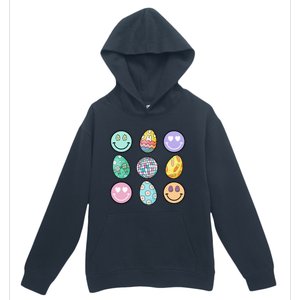 Smile Face Floral Easter Eggs Groovy Disco Happy Easter Day Urban Pullover Hoodie