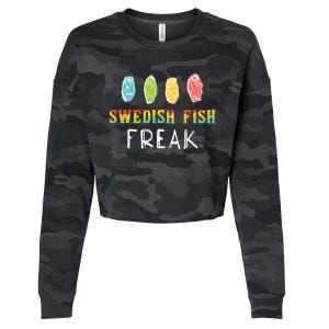 Swedish Fish Freak In The Wild Funny Idea Funny Gift Cropped Pullover Crew