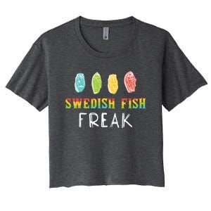 Swedish Fish Freak In The Wild Funny Idea Funny Gift Women's Crop Top Tee