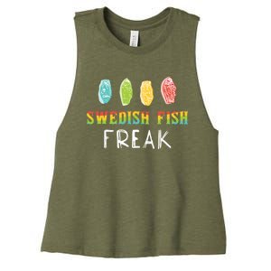 Swedish Fish Freak In The Wild Funny Idea Funny Gift Women's Racerback Cropped Tank